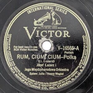 Victor V-16566 Jozef Lazarz Rum Cium Cium Polka Polish 10-inch 78 RPM Shellac